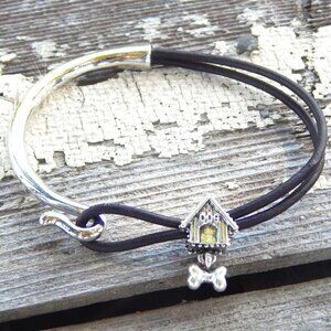 Dog Bone & Doghouse Slide Charm Bracelet